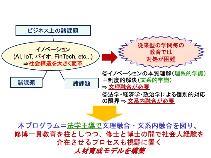 法学主導の文理融合・文系内融合によりビジネス上の諸課題に対応の図解